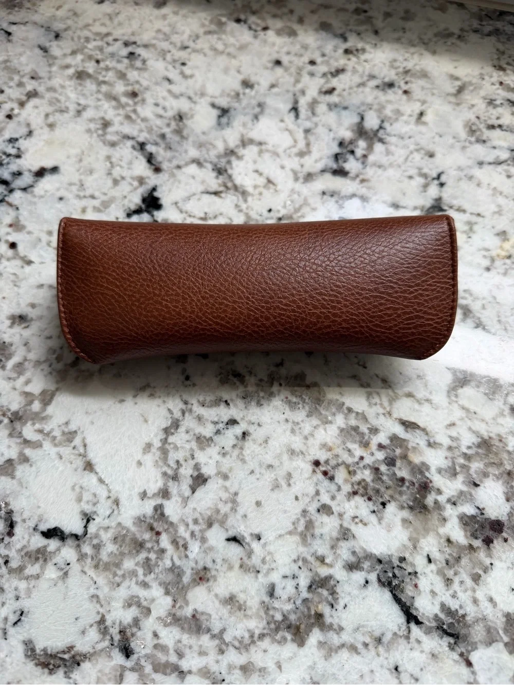 Ray-Ban Brown Leather Sunglasses Case with Gray Cleaning Cloth